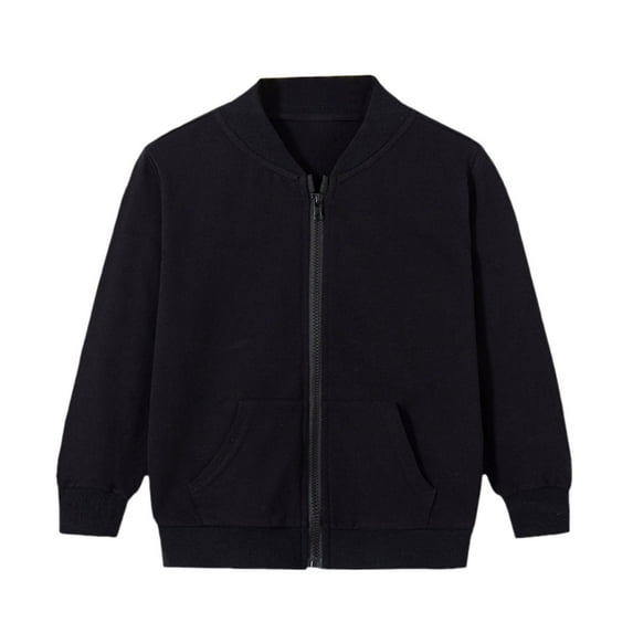 Kiijoy Big Girls Zip Up Bomber Jacket Kids Solid Color Sports Sweatshirt, Sizes 7-14