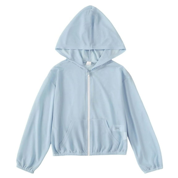 Kiijoy Big Girls Zip Up Hoodie Cotton Lightweight Hooded Jacket Outerwear, Sizes 8-9