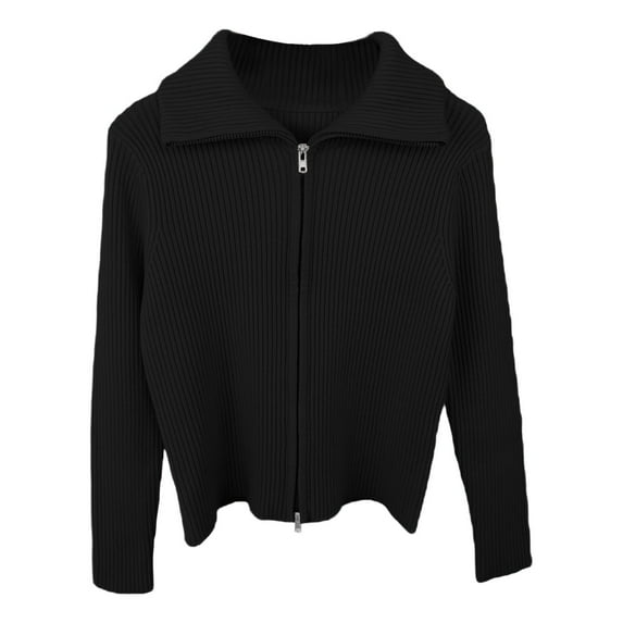 Kiijoy Big Girls Zip Up Sweater High Neck Cardigan Knit Sweater Jacket, Sizes 9-10