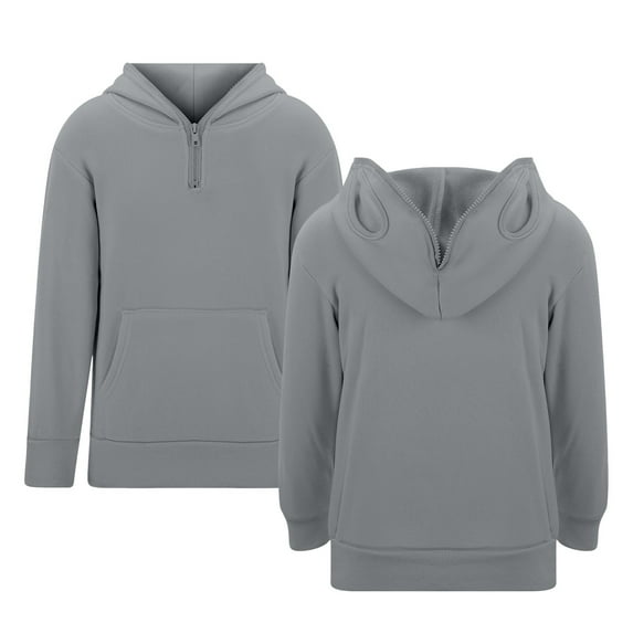 Kiijoy Big Girls Zipper Eyelet Hoodie Solid Casual Unisex Hooded Sweatshirt With Pocket
