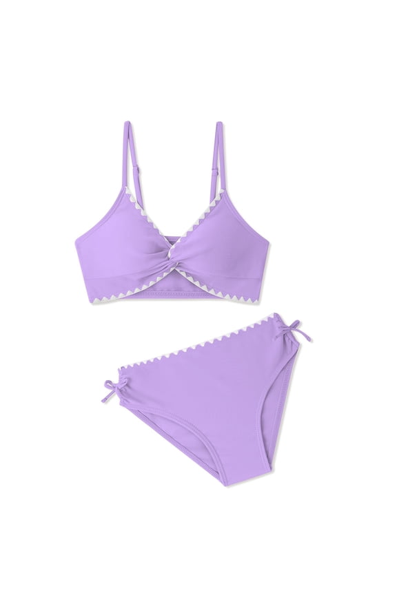 Bikini Set for Girls Side-Tie Bottoms Beach Bathing Suit 2 Piece Swimsuit, Sizes 7-16