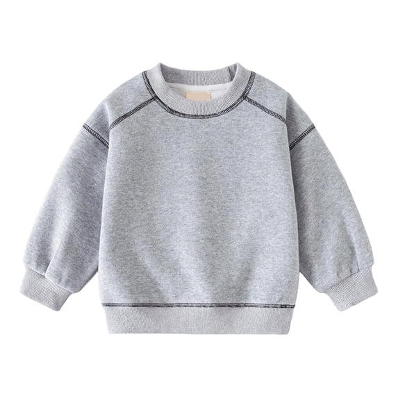 Kiijoy Boy Crewneck Sweatshirt Fall Kids Casual Long Sleeve Pullover Top, Grey, 8-10 Years