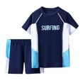 thumbnail image 1 of Kiijoy Boy's Letter Print Quick Dry Athletic Swimsuit Rash Guard & Shorts Set, Sizes 7-12, 1 of 8