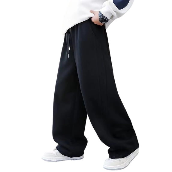Kiijoy Boys Baggy Sweatpants Casual Athletic Joggers Straight-Leg Sweat Pants, Black, Sizes 5-6