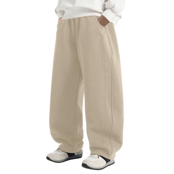 Kiijoy Boys Baggy Sweatpants Casual Athletic Pants Pull On Cotton Knit Joggers, Sizes 10-11