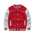 thumbnail image 1 of Kiijoy Boys Baseball Jacket Color Block Sweatshirt Casual Varsity Jackets, Red, 9-12 Years, 1 of 3