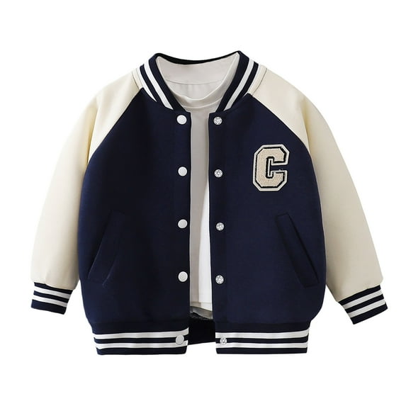 Kiijoy Boys Baseball Jacket Colorblock Varsity Bomber Jacket Outerwear Sweatshirt, Sizes 2-3