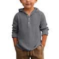 thumbnail image 1 of Kiijoy Boys Beach Linen Hoodie Shirt Lightweight Solid Long Sleeve Hooded Shirt, Sizes 4-17, 1 of 3