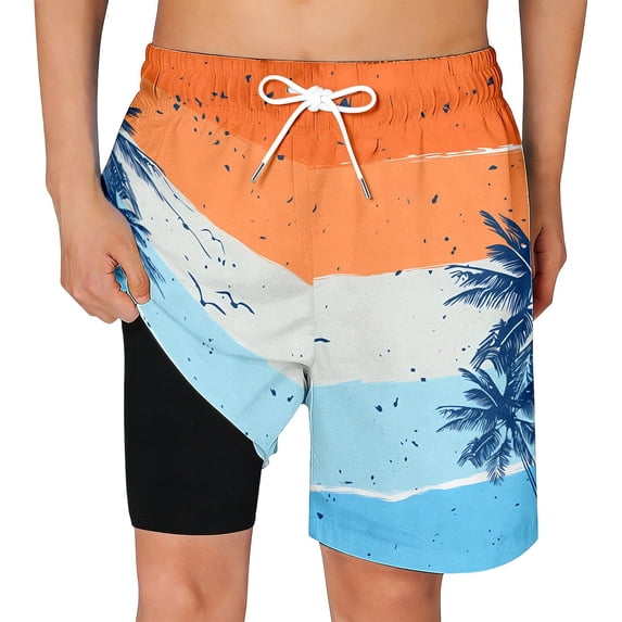 Kiijoy Boys' Beach Stretch Swim Trunks Quick Drying Board Shorts Bathing Suit, Sizes 5-16