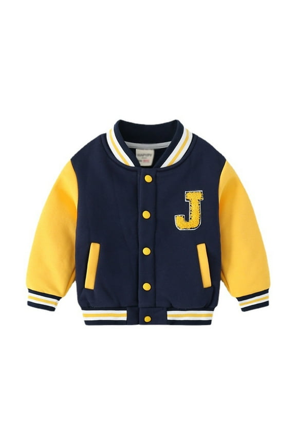 Boys Bomber Jacket Colorblock Varsity Sweatshirt Fall Winter Outerwear, Sizes 5-6