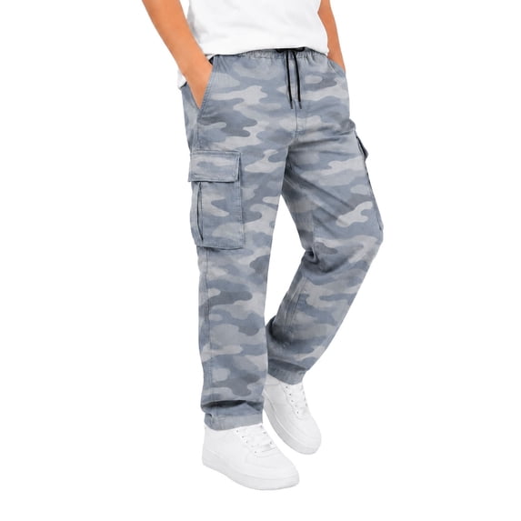 Kiijoy Boys Cargo Pants Print Outdoor Pants with Drawstring, Sizes 5-16