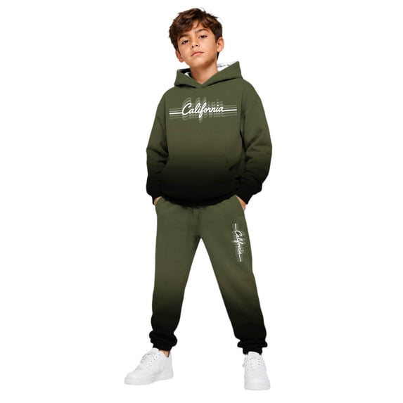 Kiijoy Boys Casual Athletic Tracksuit California Print Hoodie Joggers Outfits, Size 2-14