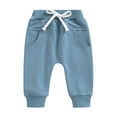 thumbnail image 1 of Kiijoy Boys Casual High Waist Pants Solid Color Drawstring Soft Pants, Sizes 0-6 Months, 1 of 2