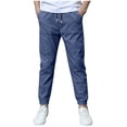 thumbnail image 1 of Kiijoy Boys Casual Linen Drawstring Jogger Pants Elastic Waist Everyday Pants, Sizes 4-12, 1 of 5