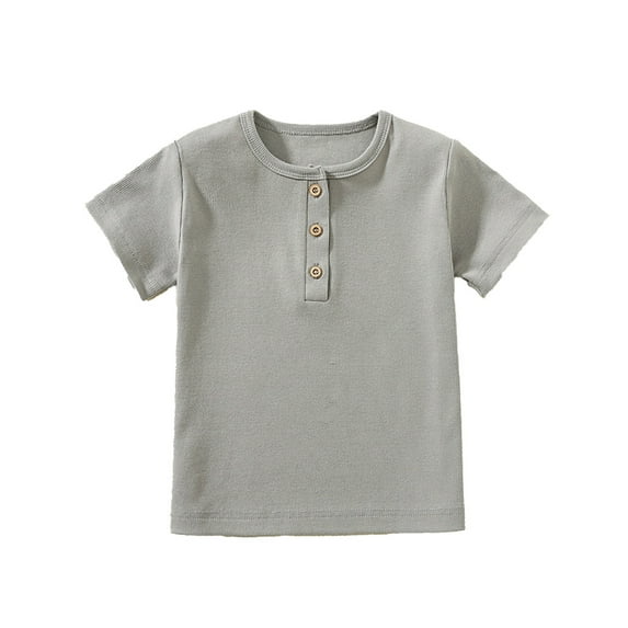 Kiijoy Boys Casual T-Shirt Unisex Solid Plain Short Sleeve T Shirt Undershirt, Sizes 4-5