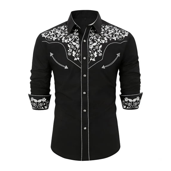 Kiijoy Boys Cowboy Long Sleeve Button Down Shirt Western Cowboy Casual Shirt Top, Sizes 4-13