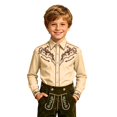 thumbnail image 1 of Kiijoy Boys Cowboy Shirt Western Print Long Sleeve Button Down Shirt for Kids, Khaki, 9-10 Years, 1 of 3