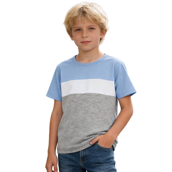 Kiijoy Boys Crew Neck Short Sleeve T-Shirt Casual Summer Crew Neck T Shirt Tee, Sizes 3-13