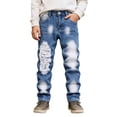 thumbnail image 1 of Kiijoy Boys Distressed Ripped Jeans Fashion Straight Leg Denim Pants, Sizes 5-16, 1 of 1