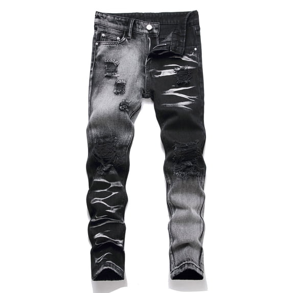 Kiijoy Boys Distressed Ripped Jeans Trendy Streetwear Fit Stretch Jeans, Sizes 3-16