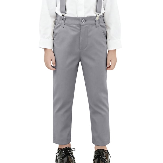 Kiijoy Boys Dress Pants Classic Fit Straight Leg Twill Pants Formal Trousers, Sizes 9-10