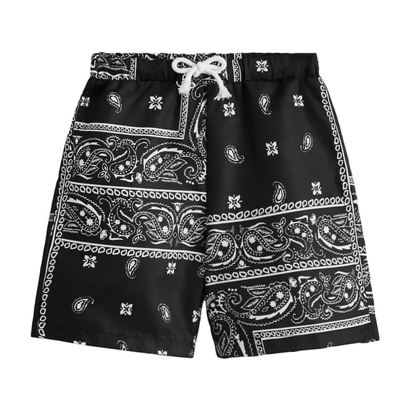 Kiijoy Boys Ethnic Bohemian Beach Shorts Kids Summer Casual Drawstring Shorts, Sizes 2-14