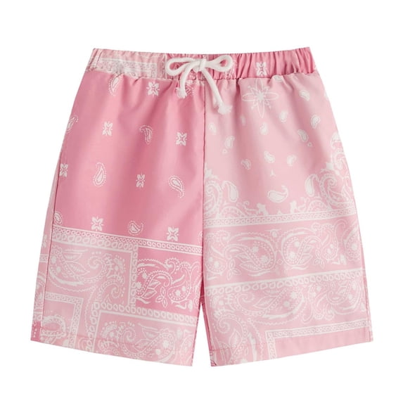 Kiijoy Boys Ethnic Bohemian Beach Shorts Kids Summer Casual Drawstring Shorts, Sizes 2-14