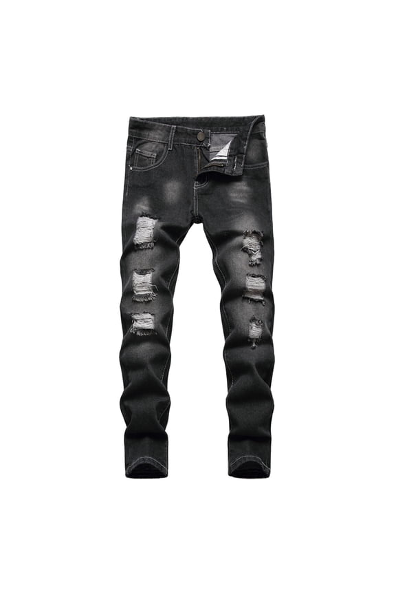 Boys Fashion Jeggings Stretch Distressed Ripped Jeans Pants, Sizes 3-16