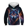 thumbnail image 1 of Kiijoy Boys Hoodie Wolf Print Pullover Hooded Sweatshirt with Pocket, Sizes 3-4, 1 of 4