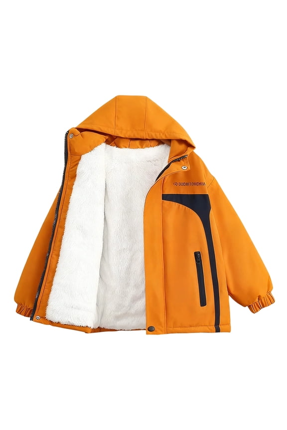 Boys Lined Parka Coat Winter Warm Hooded Padded Jacket, Sizes 9-12