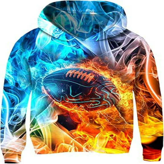 Kiijoy Boys Pullover Hoodie Football Print Sports Hooded Sweatshirt, Sizes 18-24M