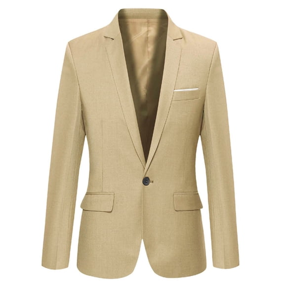 Kiijoy Boys Formal Blazer Wedding Party Slim Fit Single Suit Jacket, Khaki, 12-13 Years