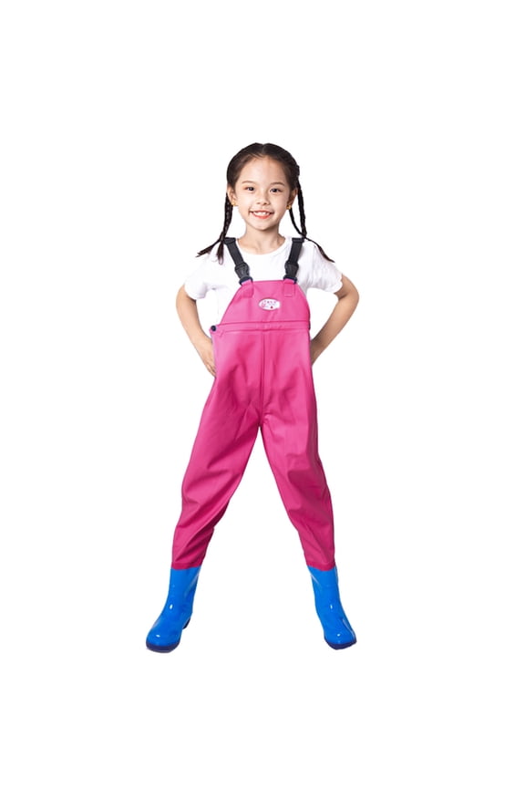 Boys Girls Chest Waders Children's Waterproof Overalls with Boots, Sizes 4-5
