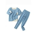 thumbnail image 1 of Kiijoy Boys Girls Pajamas Solid Unisex Seamless Thermal Underwear Set Long Sleeve Top Pants, 1 of 2