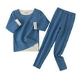 thumbnail image 1 of Kiijoy Boys Girls Pajamas Solid Unisex Seamless Thermal Underwear Set Long Sleeve Top Pants, 1 of 2