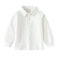 thumbnail image 1 of Kiijoy Boys Girls Solid Long Sleeve Polo Shirt Casual Button Collar Shirt, Sizes 12M-5T, 1 of 3