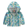 thumbnail image 1 of Kiijoy Boys Girls Windbreaker Cartoon Print Lightweight Raincoat Hooded Jacket, Sizes 4-5, 1 of 3