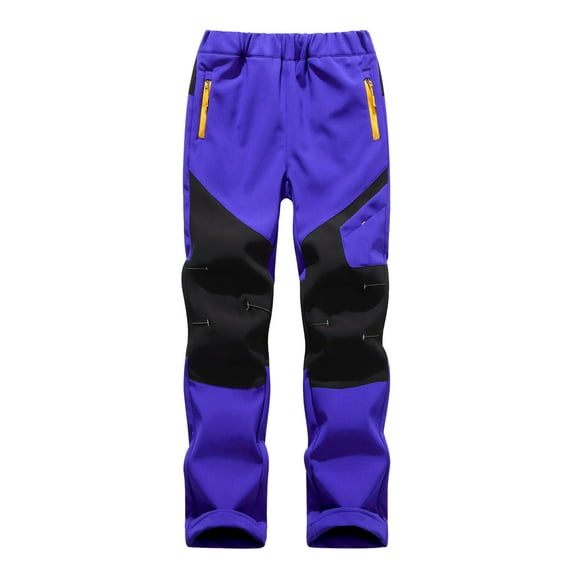 Kiijoy Boys Girls Windproof Ski Pants Colorblock Thermal Snow Pants, Sizes 5-6