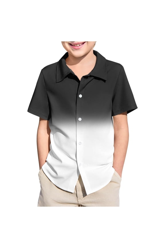 Boys Gradient Short Sleeve Button Down Shirt Kids Summer Casual Shirt, Sizes 5-14