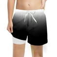 thumbnail image 1 of Kiijoy Boys Gradient Swim Trunks Compression Liner Stretch Swimming Shorts, Sizes 10-12, 1 of 3