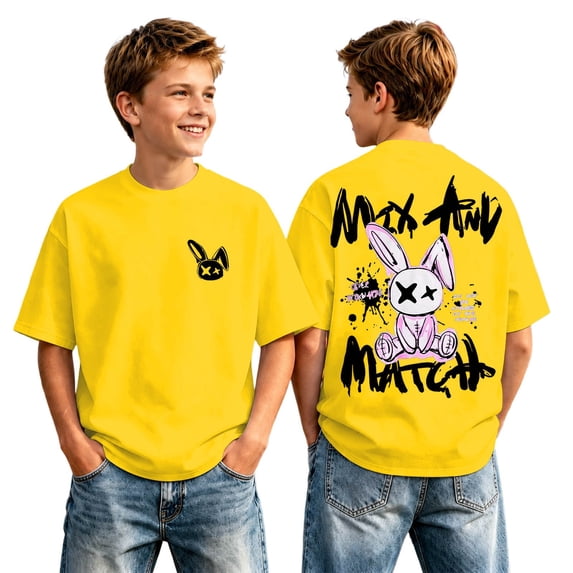Kiijoy Boys Graphic Tee Summer Short Sleeve T-Shirt Casual Round Neck T Shirt, Sizes 2-13