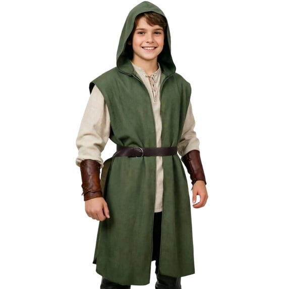 Kiijoy Boys Halloween Hooded Surcoat Tabard Sleeveless Tunic Top, 5-6 Years