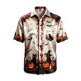 thumbnail image 1 of Kiijoy Boys Halloween Party Shirt Kids Button Down Short Sleeve Shirt, White, Sizes 4-14, 1 of 5
