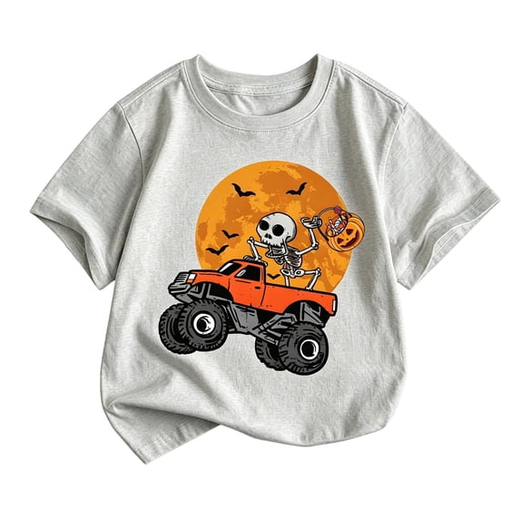 Kiijoy Boys Halloween T Shirt Graphic Tee Kids Short Sleeve T-Shirt, Sizes 10-11