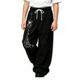 thumbnail image 1 of Kiijoy Boys Halloween Wide-Leg Sweatpants Graphic Loose Active Pants, Black, Sizes 4-15, 1 of 4