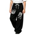 thumbnail image 1 of Kiijoy Boys Halloween Wide Leg Sweatpants Skeleton Print Active Pants, Black, Sizes 4-15, 1 of 4