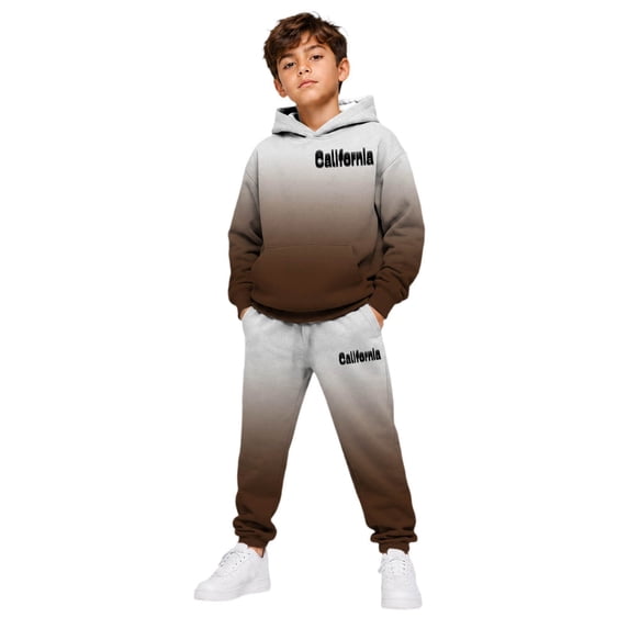 Kiijoy Boys Hoodie Set Cozy Hooded Sweatshirt Jogger Sweatpants Outfits, Size 2-14
