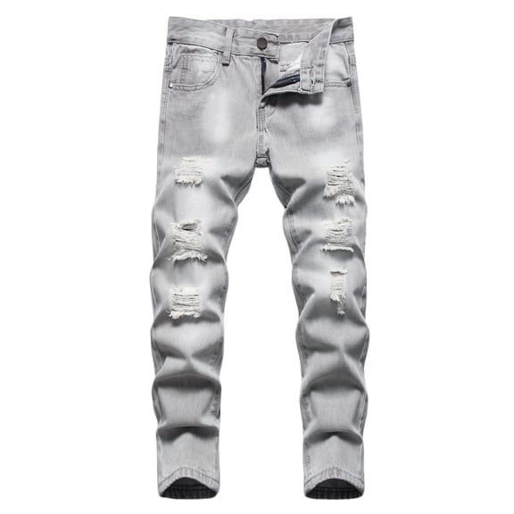 Kiijoy Boys' Jeggings Ripped Distressed Jeans Streetwear Straight Jeans, Sizes 3-16