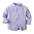 thumbnail image 1 of Kiijoy Boys Long Sleeve Button Down Shirt Solid Neck Shirt Top, Purple, 12-13 Years, 1 of 8