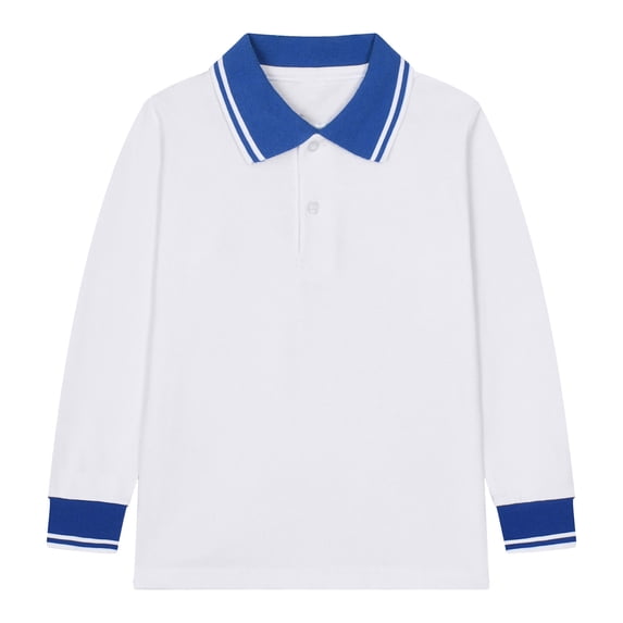 Kiijoy Boys Long Sleeve Polo Shirt School Uniform Kids Casual Unisex Shirt Top, Sizes 11-12